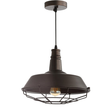 Farmhouse 14.25" Adjustable Industrial Metal LED Pendant - JONATHAN Y